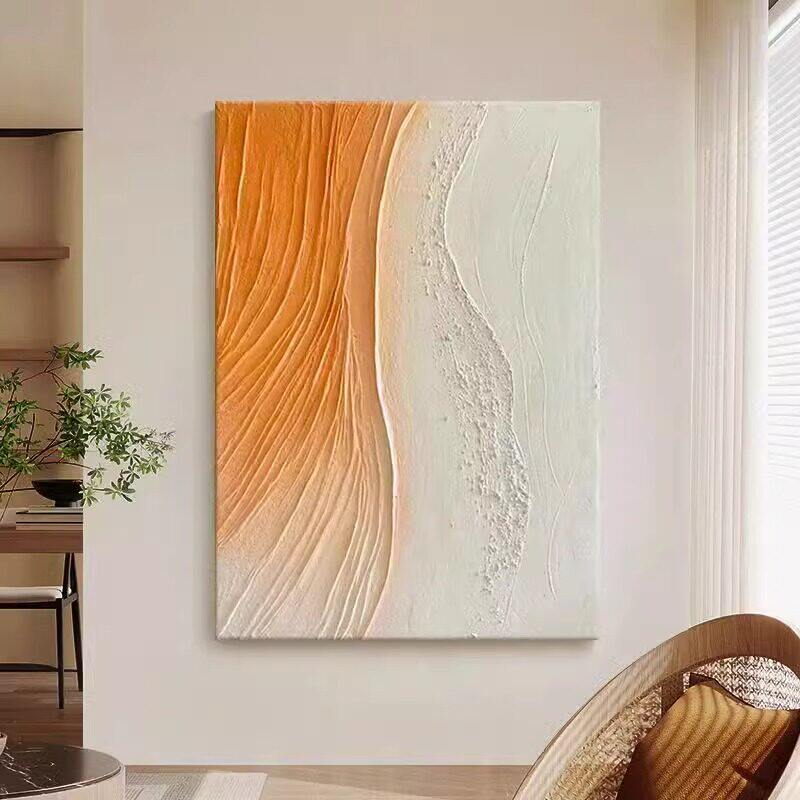 奶油风抽象客厅装饰画高级感橙色轻奢玄关挂画现代极简酒店壁画