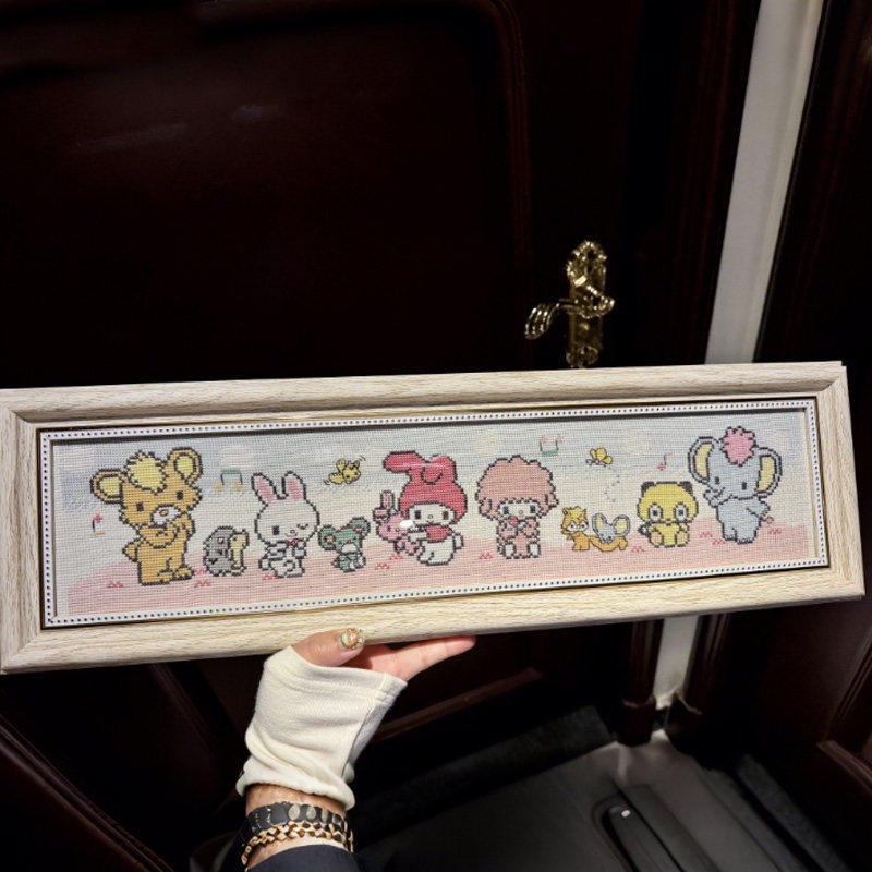HelloKitty十字绣风入户玄关床头小摆件可爱萌趣儿童房挂画装饰画