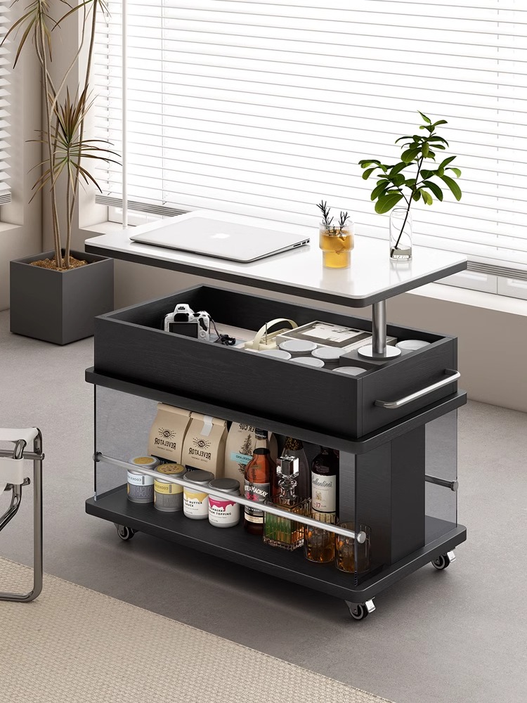 现代简约实木可升降茶几家用小户型阳台茶台桌沙发边几可移动边柜