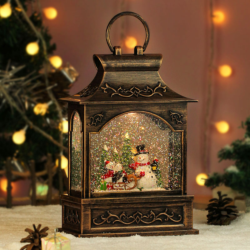 圣诞节八音盒下雪水晶球音乐盒自动飘雪雪人儿童男女孩平安夜礼物