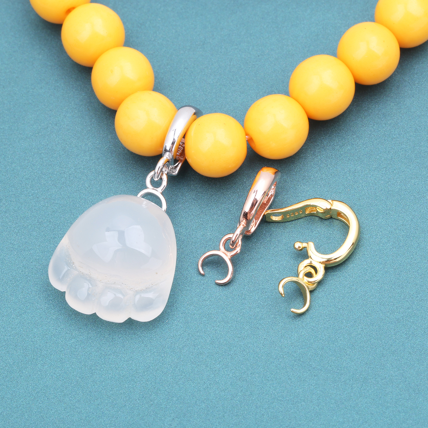 S925纯银活口横孔扣小号牛鼻夹扣