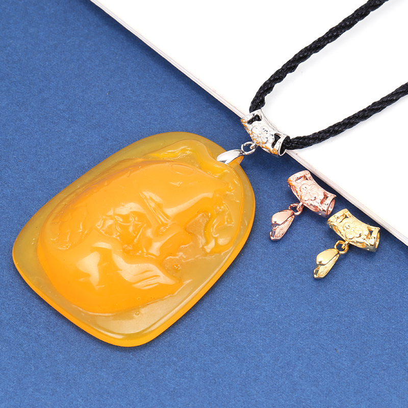 翡翠扣头s925纯银蜜蜡琥珀水晶