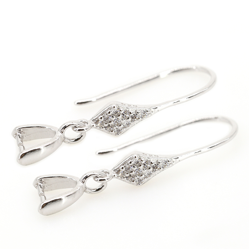 s925纯银耳钩夹扣玉石对夹扣耳扣