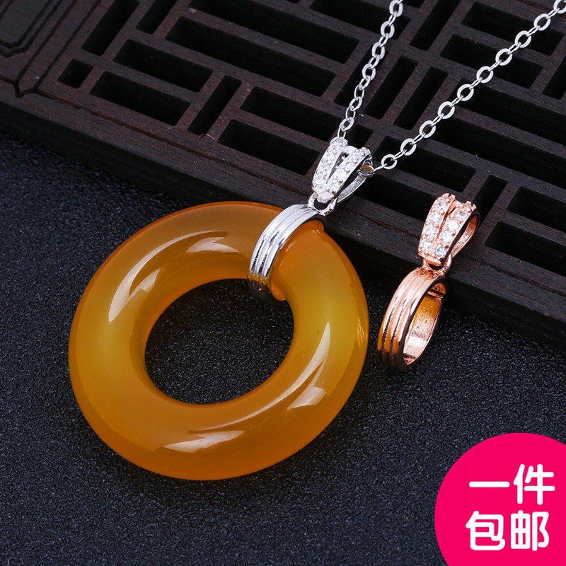 s925纯银吊坠扣圆环扣圆圈蜜蜡