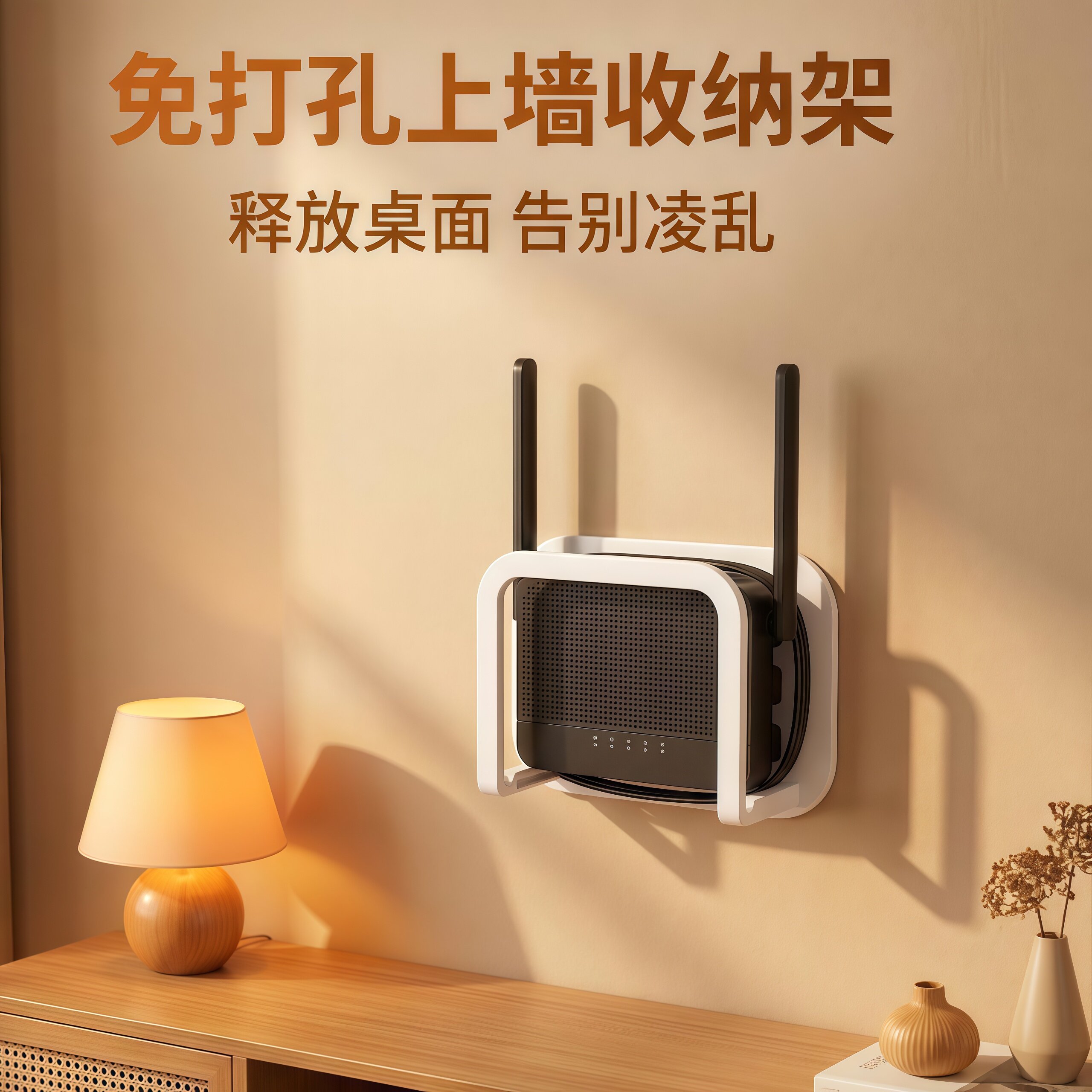 wifi路由器墙上壁挂式机顶盒定置支撑托架固定线多功能整理器架子