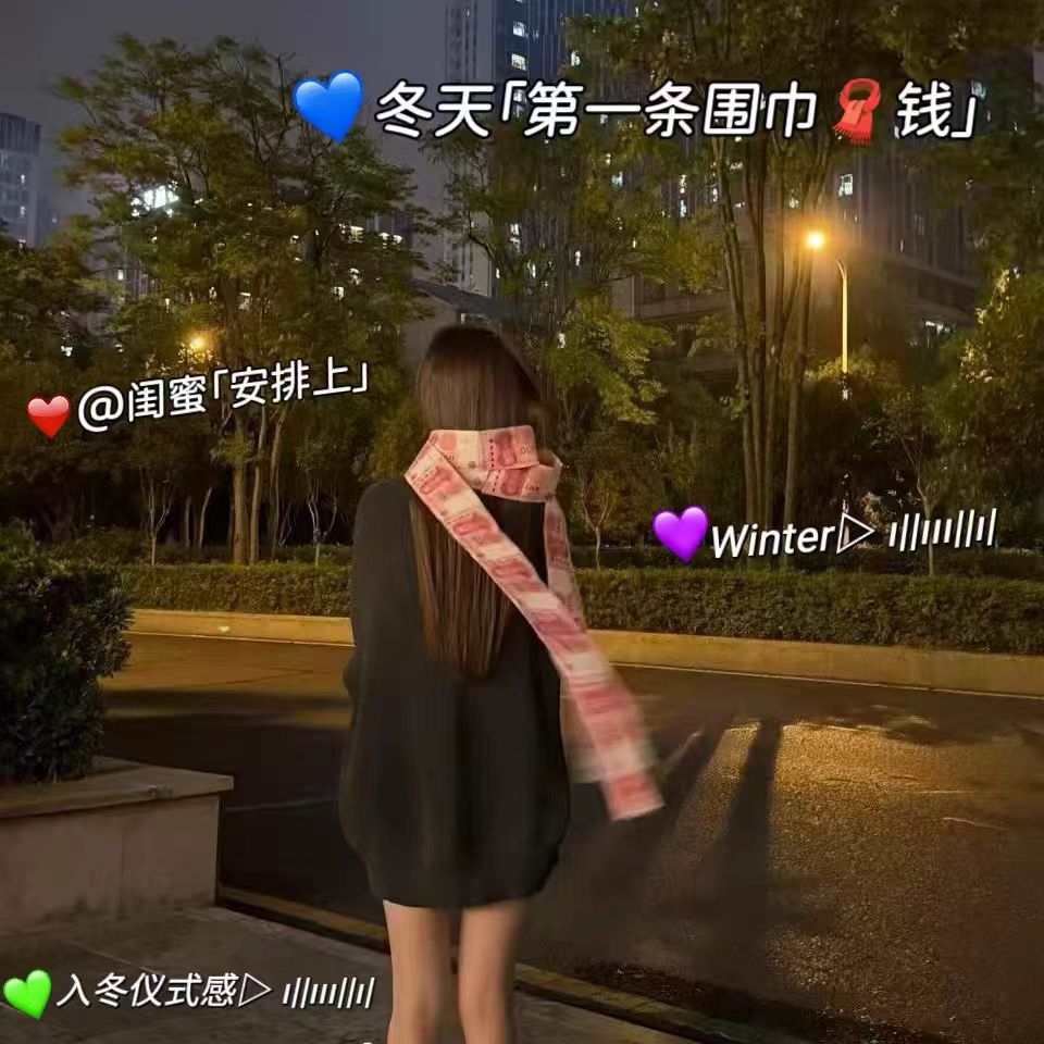 入冬的第一条围巾装钱的袋子diy手工自制惊喜节日礼物 人民币围巾
