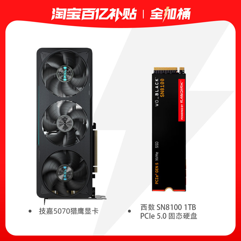 【全加桶】技嘉RTX5070猎鹰显卡12G显存搭西数 1TB PCIe 固态硬盘