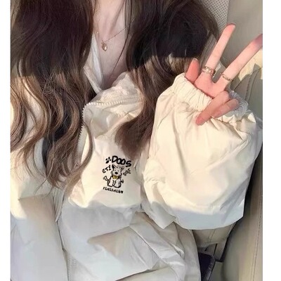 韩系杏色棉服女款2024年新款冬季爆款小个子保暖加厚棉袄宽松外套