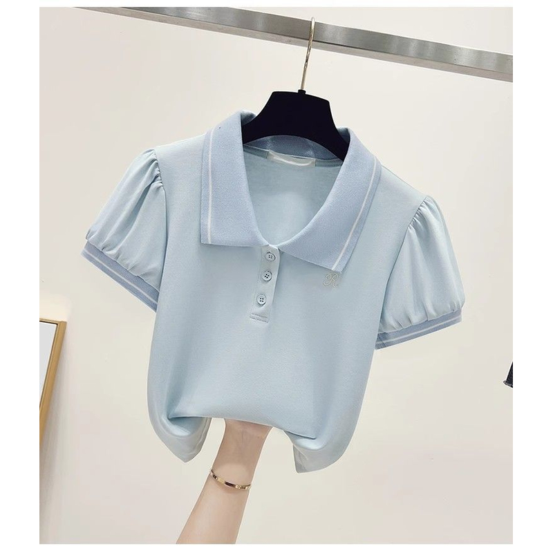女装POLO领短袖t恤女2025夏季新款简约休闲百搭翻领体恤上衣学生t