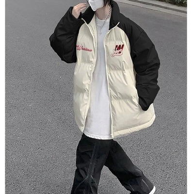 冬季新款棉衣棉服女插肩撞色