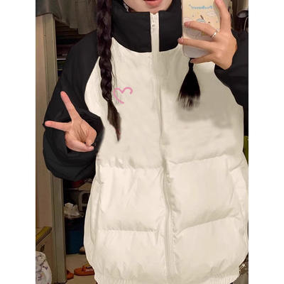 设计感插肩拼色棉衣棉服女冬季