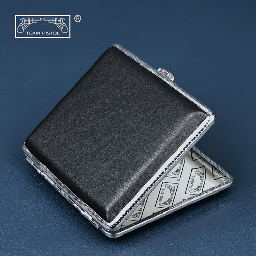 超薄双枪烟具烟盒不锈钢皮质保护