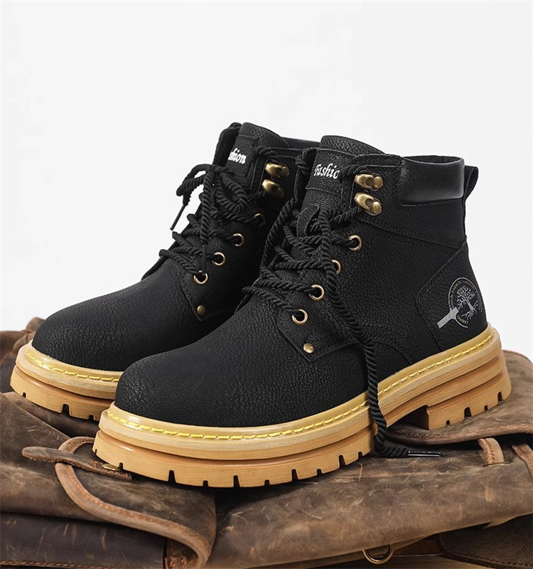 MARTIN BOOTS MENS SHOES WINTER HIGH-TOP BRITISH VINTAGE LEATHER BOOTS MENS COMBAT WORKWEAR MID-TOP PLATFORM DESERT RHUBARB BOOTS