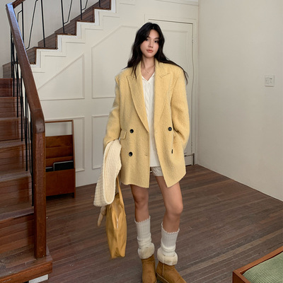 2025秋冬新款全新意大利工艺高级松弛感牦牛绒双面呢中长款大衣