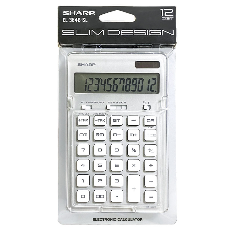 SHARP 샤프 EL-364B-SL 멋쟁이 심플 계산기 비즈니스 사무용 컴퓨터 12자리