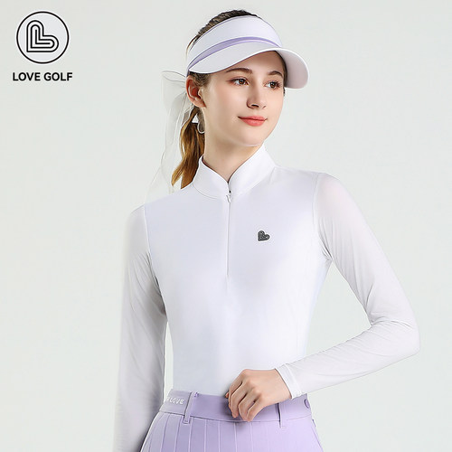 LoveGolf高尔夫立领冰丝防晒长袖 轻薄原纱防晒女装上衣LG0609