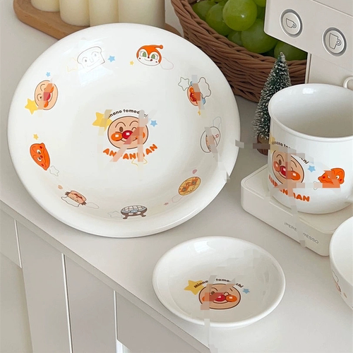 ins可爱卡通儿童面包超人早餐陶瓷饭碗家用盘碗杯子餐具套装
