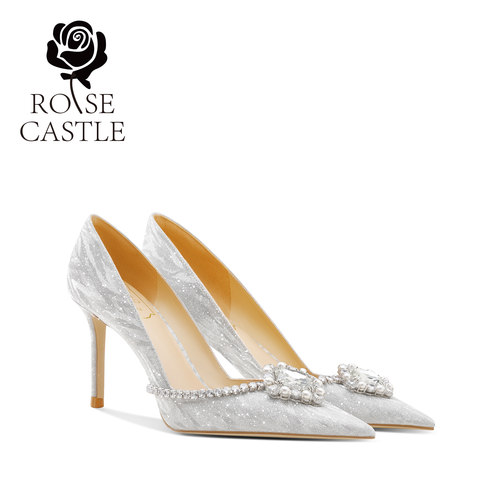 rosecastle银色优雅高跟礼服鞋