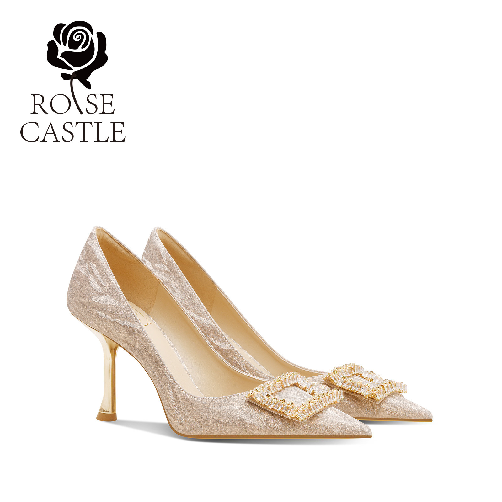 rosecastle金色婚鞋女新娘鞋