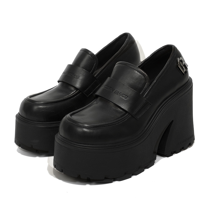 thumbnail for UnicornBlood, preppy platform loafers, women's heightened pumps, slip-on British leather shoes