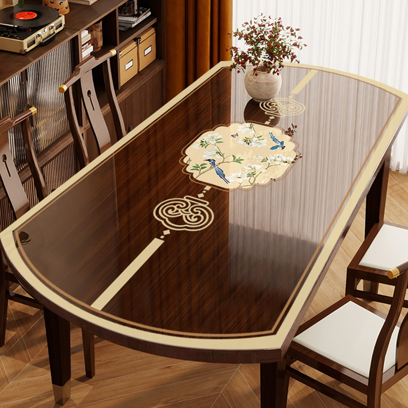 免洗防油防水新中式椭圆形餐桌垫