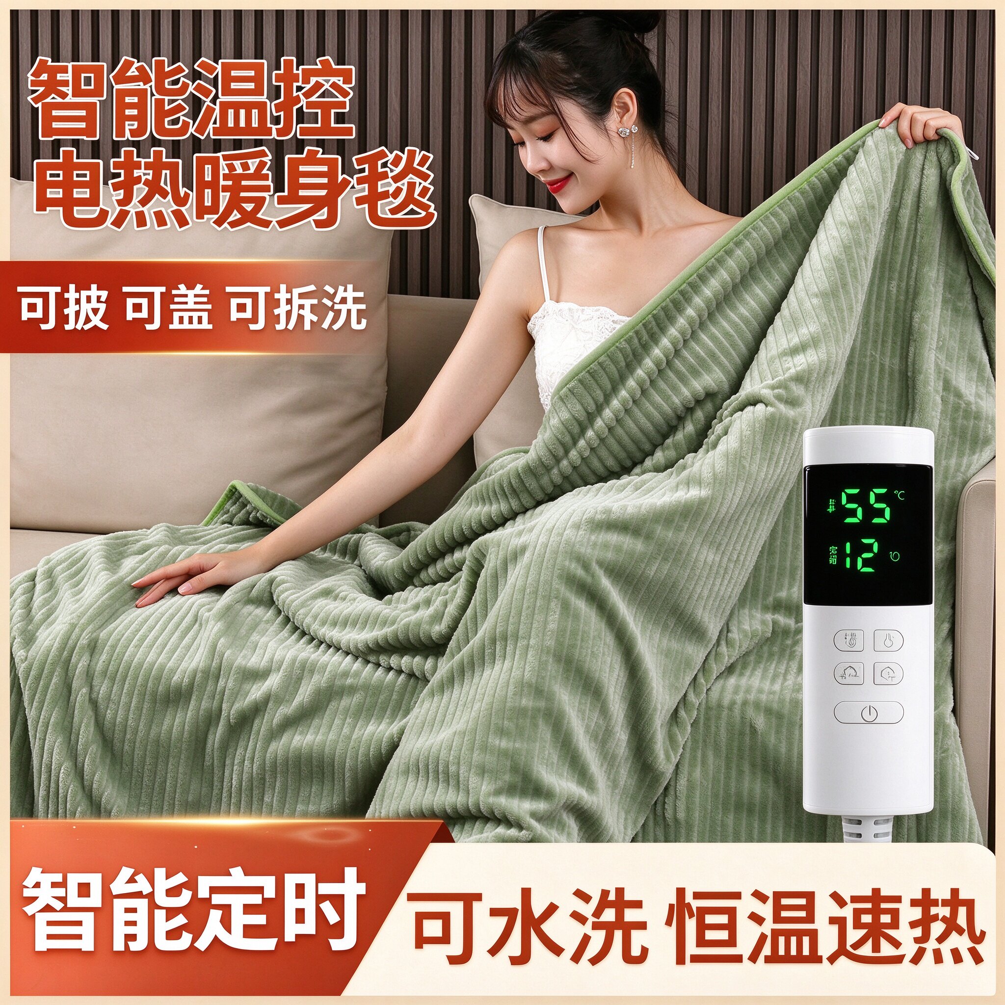 暖身毯电热盖毯加热护膝毛毯子办公室暖腿神器发热披肩小型电热毯