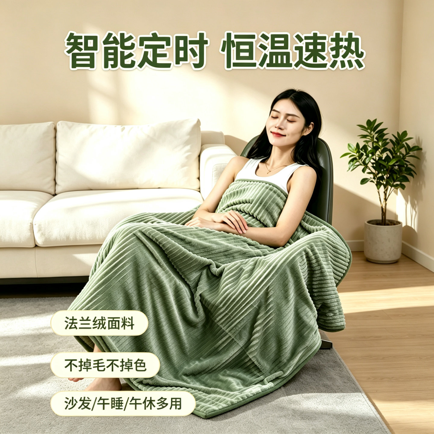加热盖毯法兰绒小型电热毯发热披肩加厚毛被褥盖腿护膝毯沙发毯子