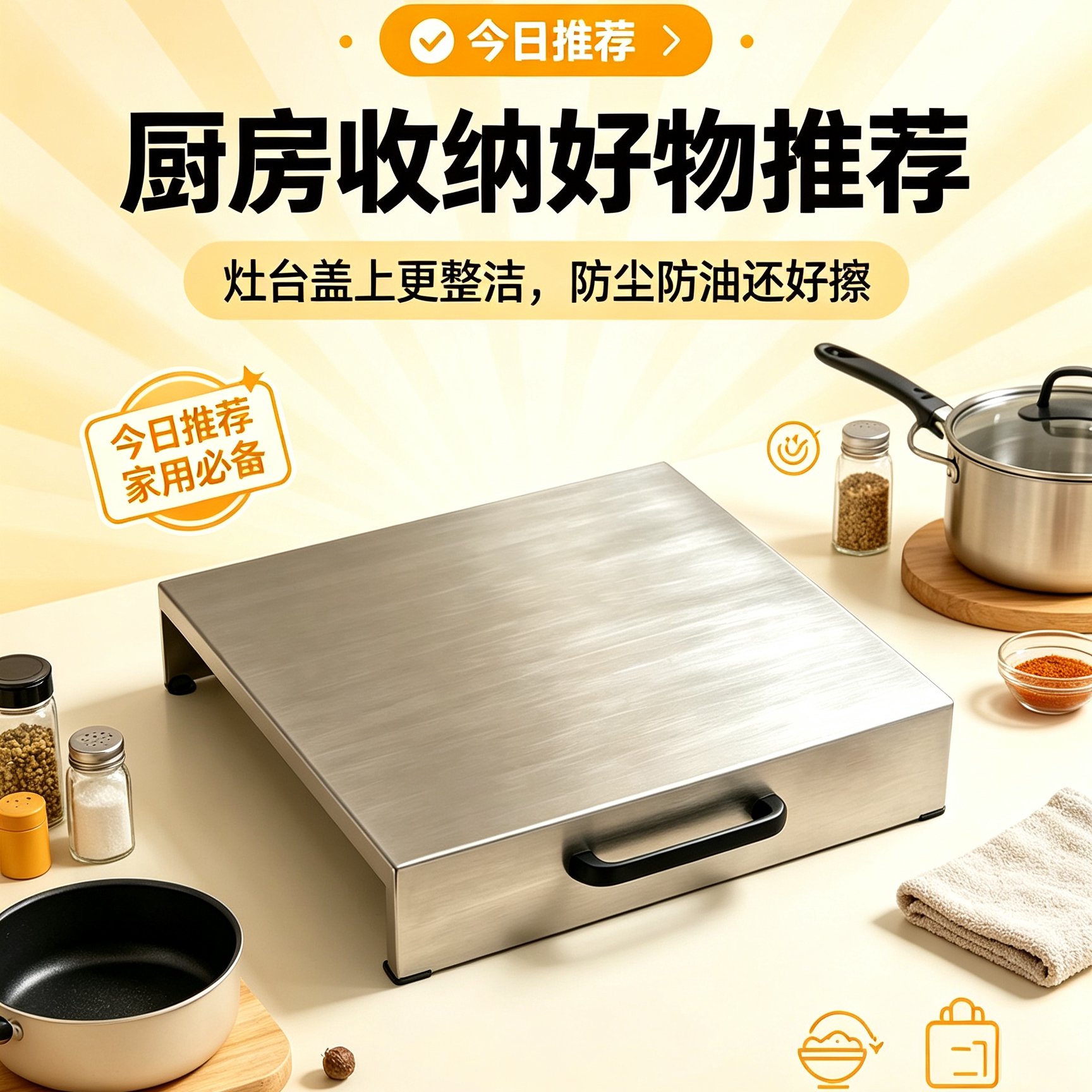 304厨房灶台置物架燃气灶盖板罩图片