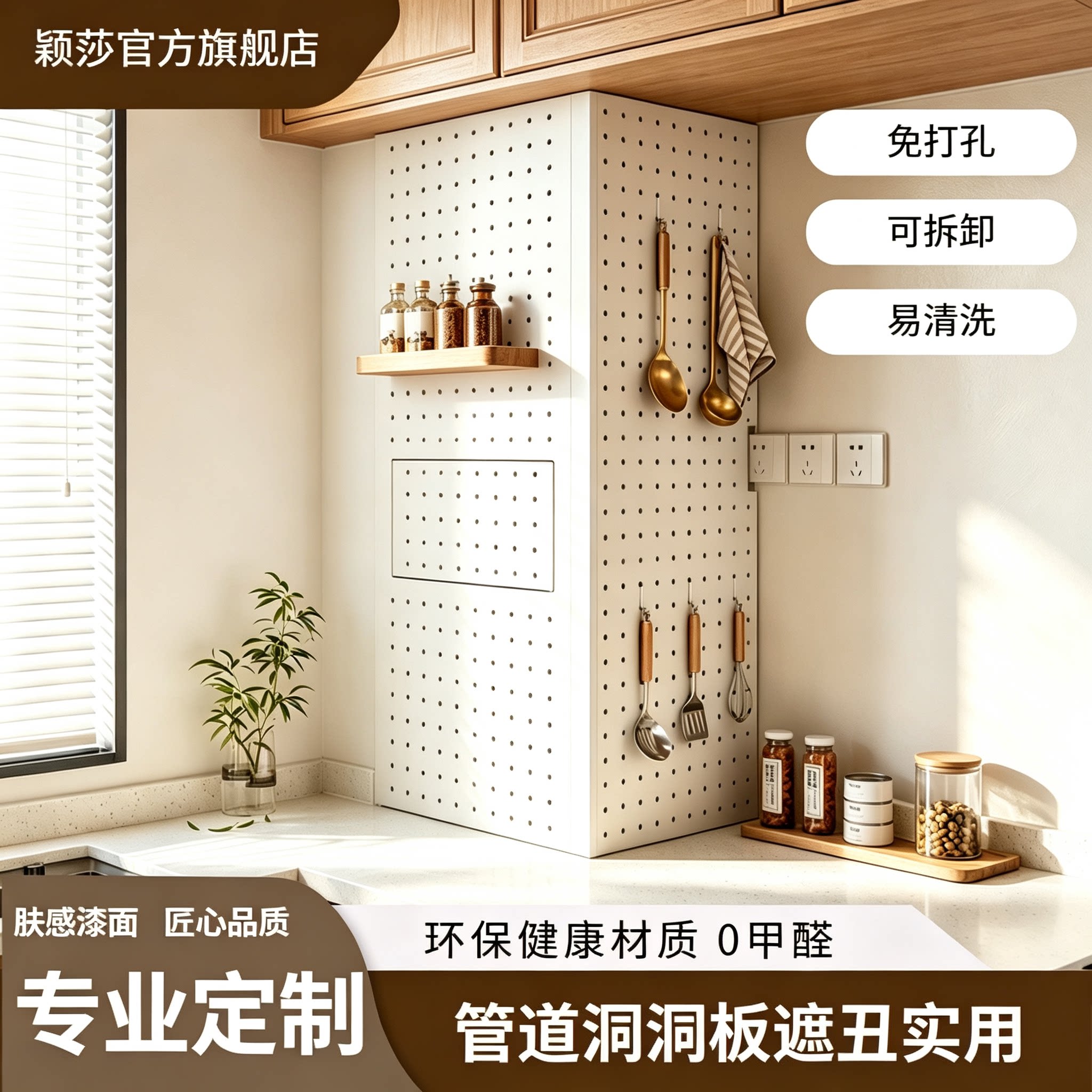 厨房燃气管道遮挡装饰洞洞板图片