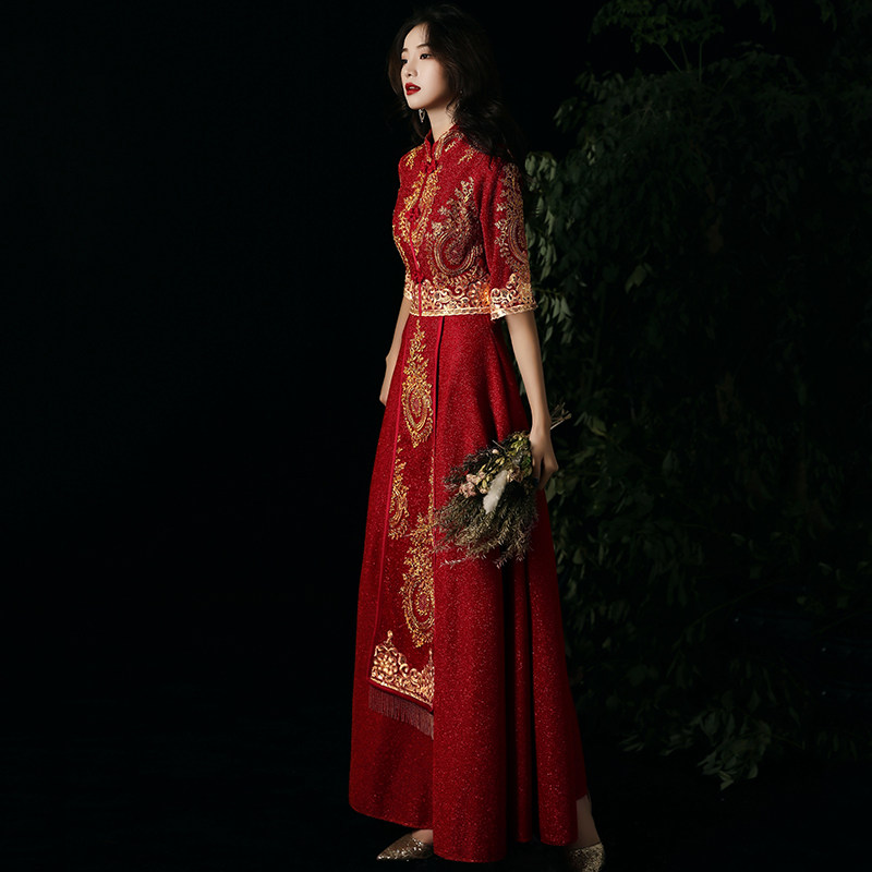 秀禾服新娘女2020新款中国风结婚敬酒服旗袍中式礼服显瘦长款秋冬