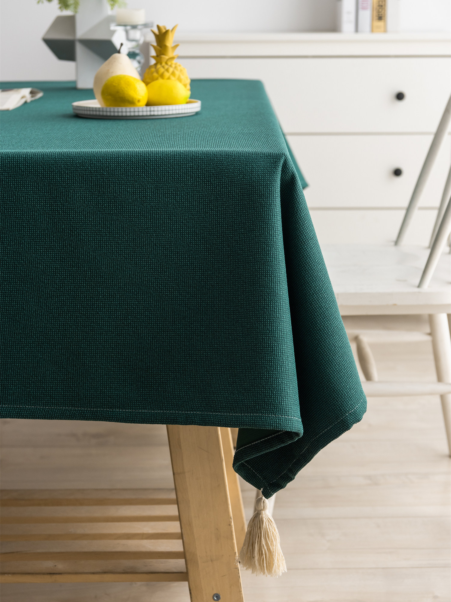 纯色棉麻布艺防水加厚桌布简约现代白色蓝色茶几盖巾西餐厅台布