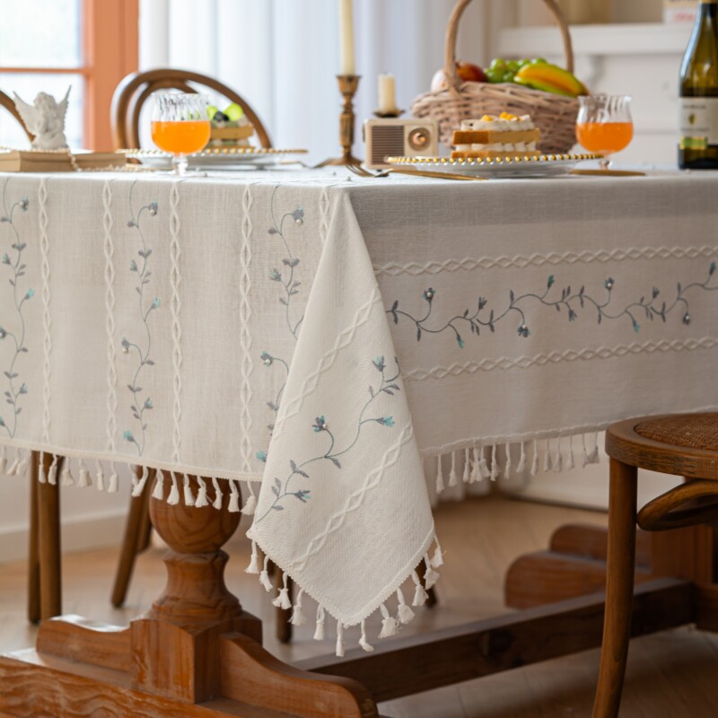 素玲桌布米白色百搭餐桌布装饰布