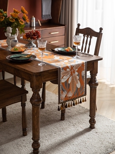 覆古棉麻织物长桌旗长方形装 纳维亚民族 饰桌布电视柜咖啡桌斯堪