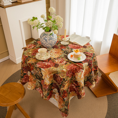 棉麻桌布餐桌布小圆桌布小方桌复古风中古风布艺田园碎花欧式桌布