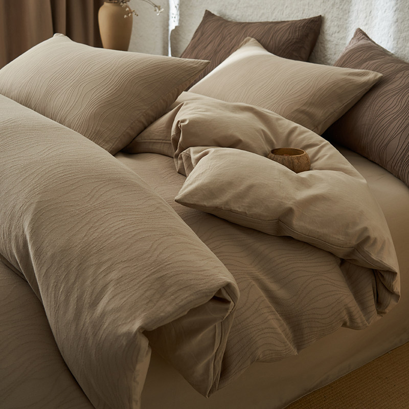 全棉水洗棉床上四件套纯棉简约高级感床单被罩套床笠2025新款床品