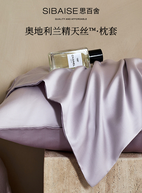 兰精天丝枕套紫色夏天凉感莱赛尔纤维枕头套枕芯套48*74cm一对装