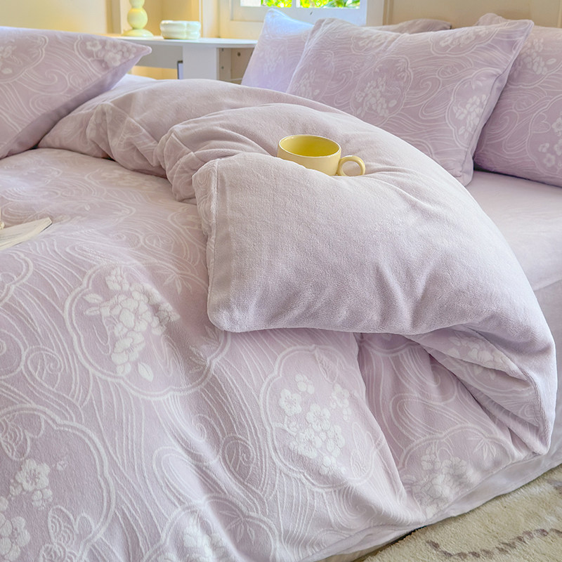 冬季天牛奶绒加厚保暖四件套2025新款双面珊瑚绒被套床单床上用品