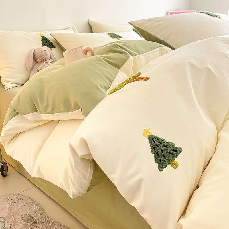 全棉毛巾绣四件套纯棉2025新款被套卡通儿童被套床单床笠床上用品