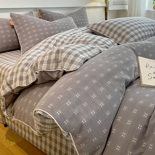 A类全棉提花双层纱被套单件加厚100纯棉被罩单人150x200x230秋冬4