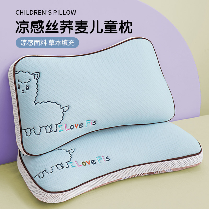 凉感丝儿童枕头护颈椎助睡眠小枕头芯一对荞麦壳学生睡觉专用夏季