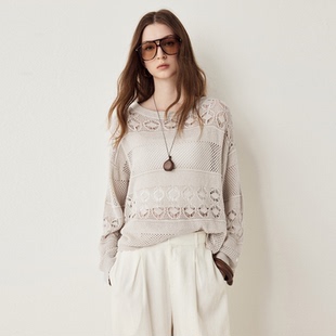 老钱风设计感钩花度假针织衫 女 sofa26早春宽松镂空松弛感罩衫