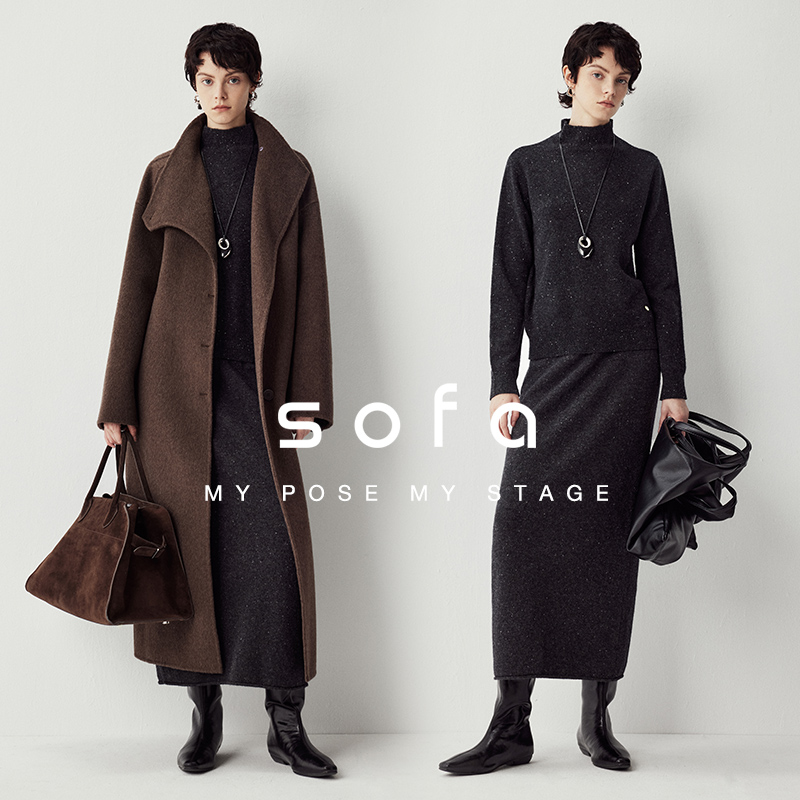 sofa|意大利L*P重磅100%全羊毛百搭口碑王炸经典色点毛衣+半身裙
