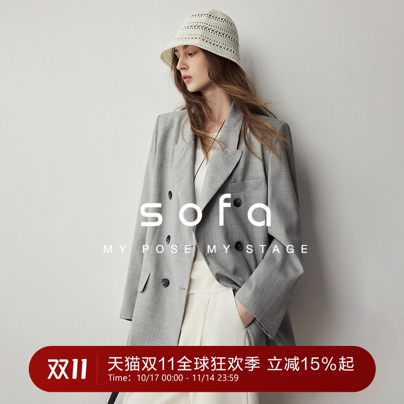 sofa绵羊毛酷飒通勤西装外套