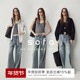 sofa重磅天丝长绒棉休闲织带腰绳阔腿牛仔裤 复古水洗四季 可穿 女