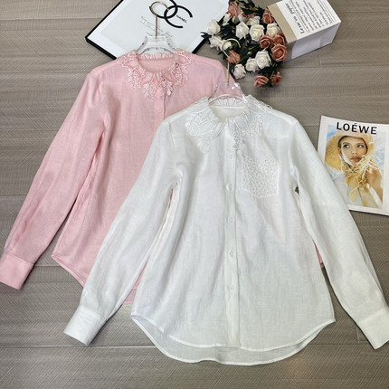 诺诺26年早春蕾丝花边设计长袖衬衫X5019525F