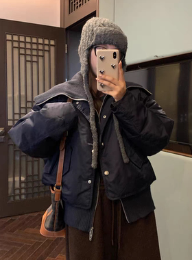 诺诺新冬季针织大翻领假时尚显瘦90白鸭绒保暖羽绒服外套37221