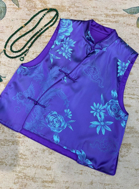 诺诺年早春新中式国风盘扣立领马甲（含21.5真丝）(无配饰)X32022