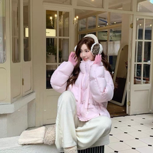 诺诺美风超好看设计师款花边短款泡芙面包服保暖羽绒服外套55217