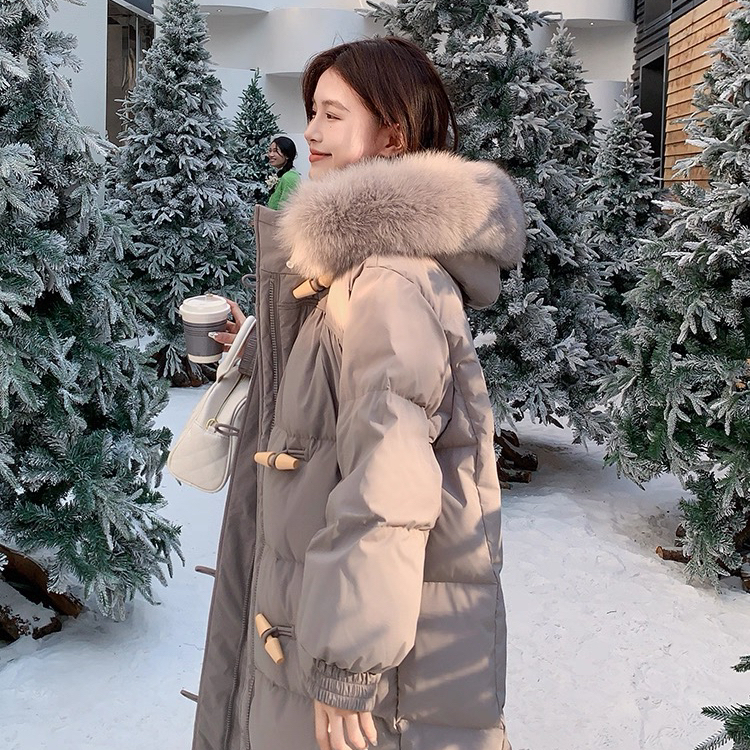 诺诺小众过膝加厚保暖羽绒服外套(配可拆卸真狐狸毛毛领)YS3-665
