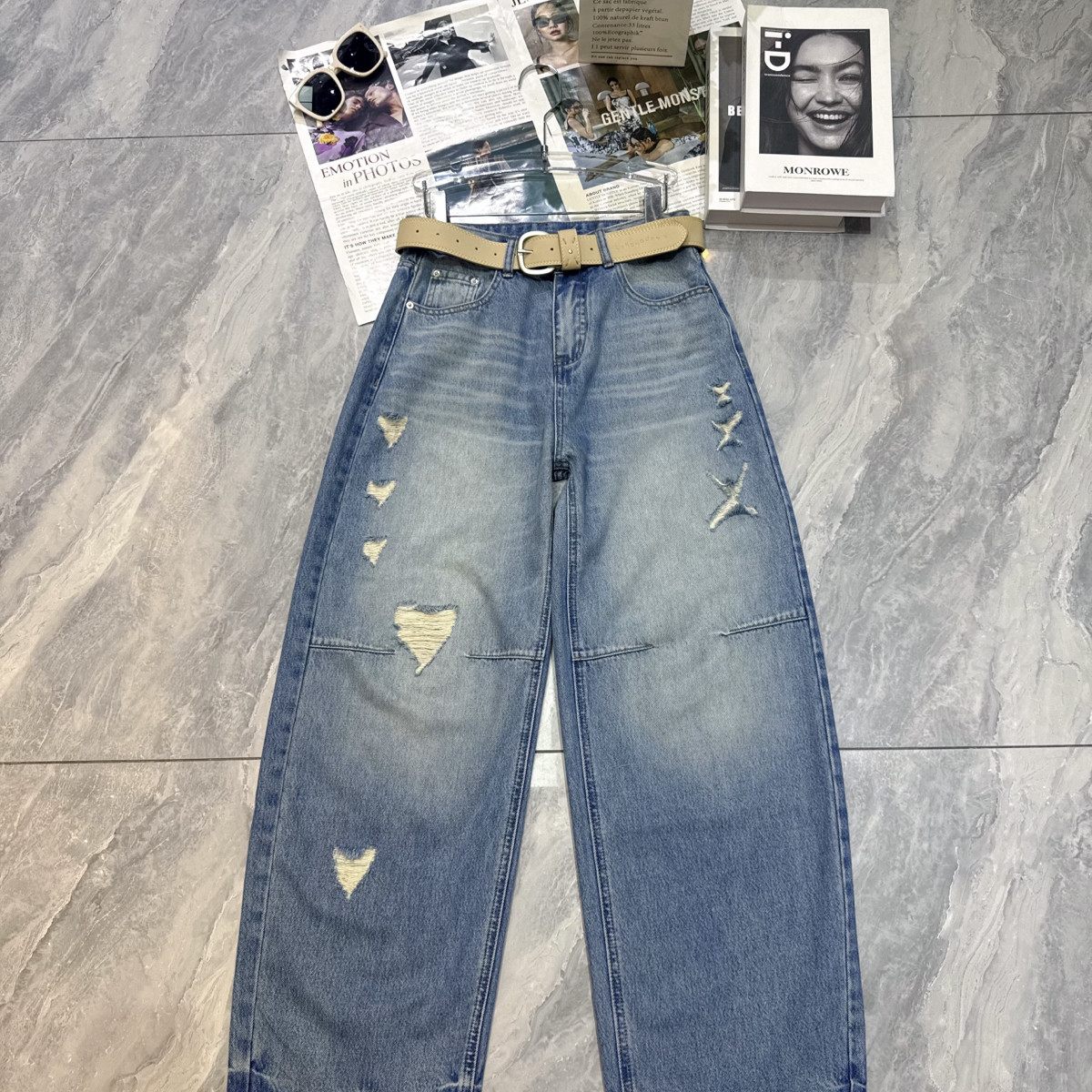 诺诺春早春上新爱心破洞工艺高腰显瘦牛仔裤(配腰带)YS1-xx8110,女装/女士精品,休闲裤,淘宝优惠券,粉丝福利购,淘宝优惠卷